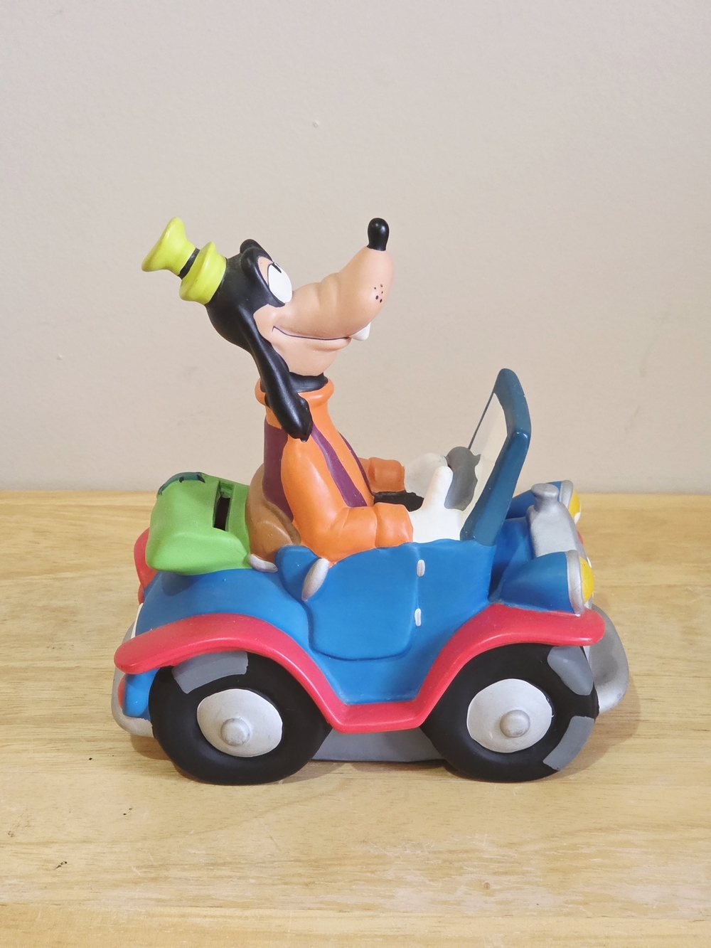Vintage Goofy Driving a Car 7" Coin Bank Hard Rubber Money Holder - Piggy Bank